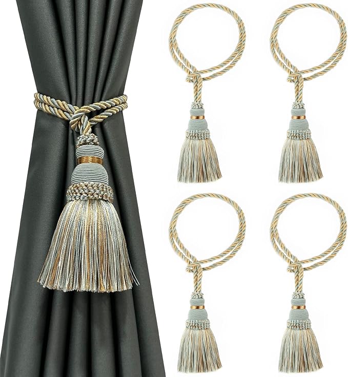 Fenghuangwu 4 Pack Curtain Tie Backs Rope Tassels by fenghuangwu