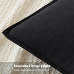MIULEE Decorative Linen Euro Sham Pillow Covers 24x24 Black ​Boho Farmhouse​ - Image 2