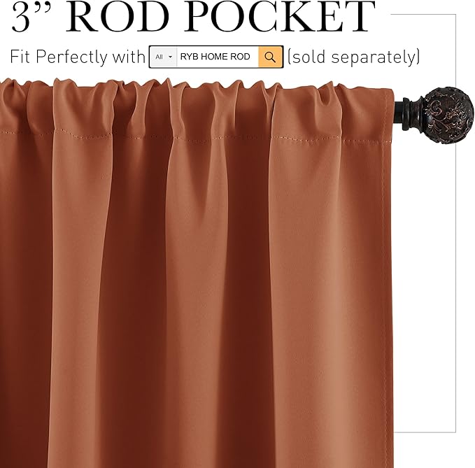 RYB HOME Blackout Curtains for Bedroom 84 inches Long 2 Panels Set, Privacy - Image 3