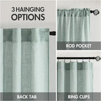 MIULEE Sea Green Linen Curtains 90 Inch Long - Image 3