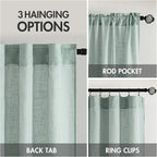 MIULEE Sea Green Linen Curtains 84 Inch Length - Image 3