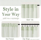 RYB HOME Gingham Cafe Curtains 24 inch Length, Linen Checkered Vintage - Image 2
