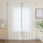 OWENIE Furman Ivory Sheer Curtains 90 inches Long - Image 2