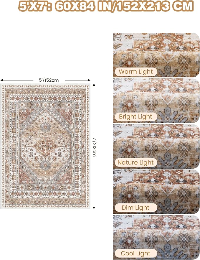 Area Rugs 5x7, Ultra-Thin Washable Rugs - Image 2