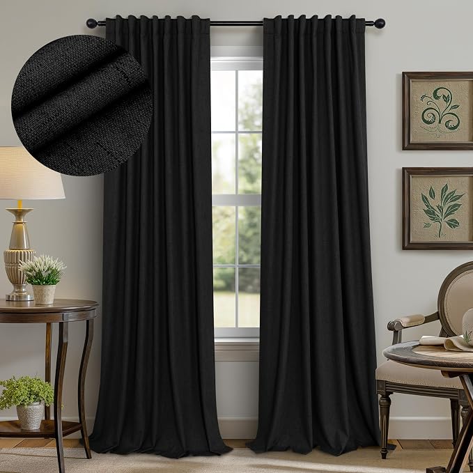 Pitalk Black Blackout Curtains 96 Inches Long by Pitalk