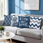 Hexagram Geometric Blue Pillow Covers 16x16 Set of 4, Decorative Outdoor Boho - Image 6