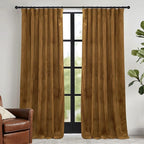 RYB HOME Gold Brown Velvet Curtains 84 inches by RYBHOME