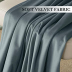 RYB HOME Dusty Blue Velvet Drapes - Image 4
