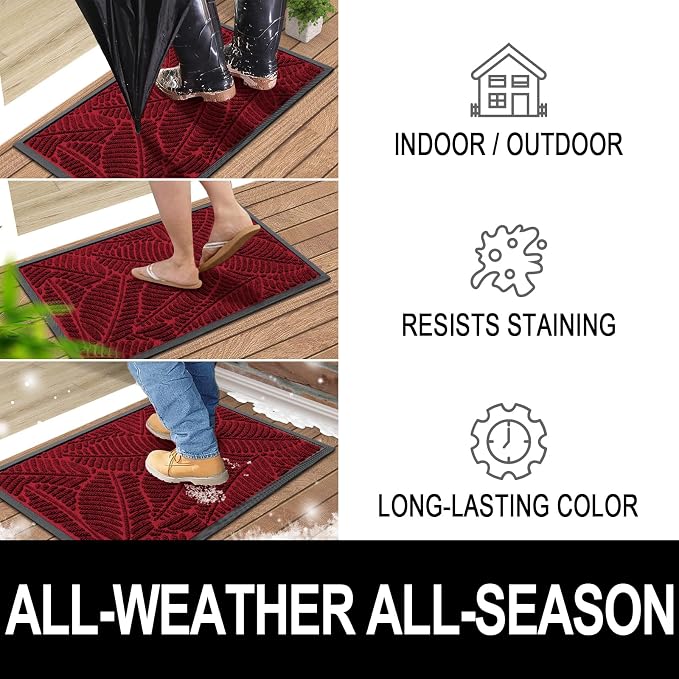 Colorxy Waterproof Doormat, Sturdy Natural Rubber Front Indoor Mat, Non Slip - Image 4