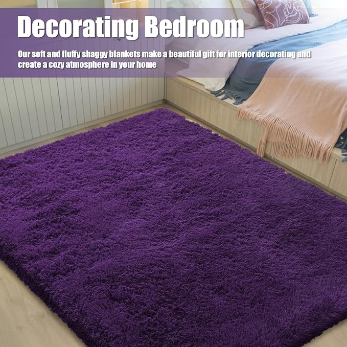 Shag Area Rug for Bedroom 4x6, Soft Fuzzy Rug Non-Shedding Indoor Plush Carpet - Image 5