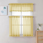 Chyhomenyc Mustard Yellow Short Sheer Curtains 24 inch Length, Light Filtering - Image 2
