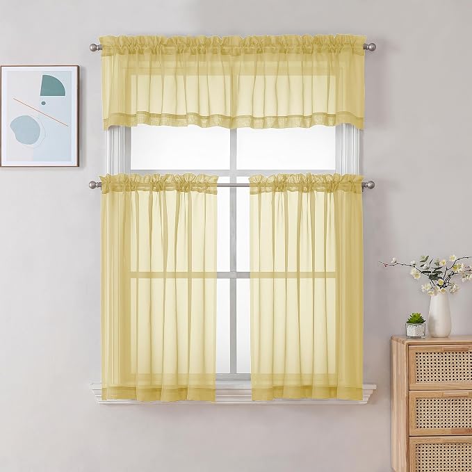 Chyhomenyc Mustard Yellow Sheer Valances - Image 2