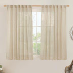 LAMIT Semi Sheer Linen Curtains 45 Inches Long 2 Panels, Light Filtering Panels by LAMIT