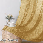 Lecloud Leia Dark Gold Sheer Curtains 54 Inch Length 2 Panels, Light Reducing - Image 3