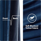 MIULEE Velvet Curtains Navy Blue Elegant Grommet Curtains Thermal Insulated - Image 3