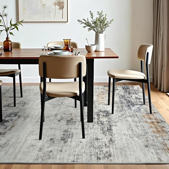 Toneed Abstract Area Rug 5x8 Modern Washable Rug Soft Non Slip Rug Low Pile - Image 3