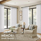 MIULEE Pinch Pleated White Thick Linen Curtains 102 Inches Long 2 Panels - Image 2