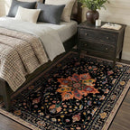 Area Rugs 4'x6' Washable Non-Slip, Floral Vintage Distress Print Pattern - Image 3