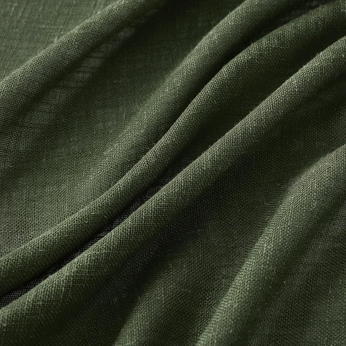MIULEE Olive Green Short Linen Curtains 45 Inch Length 2 Panels - Image 4