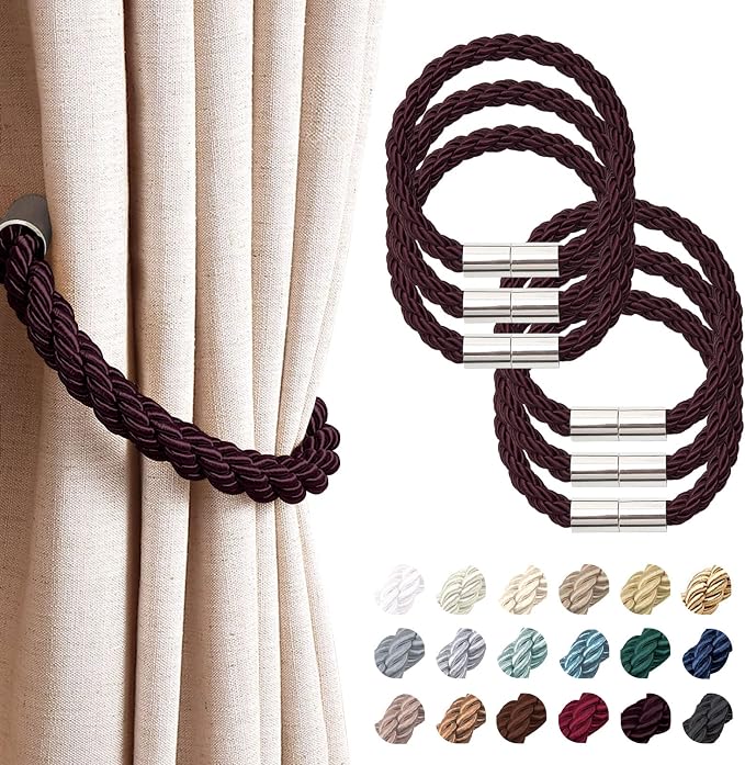 NICEEC 6 Pack Strong Magnetic Curtain Tiebacks Modern Simple Style Drape Tie by NICEEC