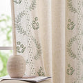 jinchan Belrose Linen Curtains for Bedroom Floral Curtains 84 Inch Length Linen by JINCHAN