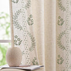 jinchan Belrose Linen Curtains for Bedroom Floral Curtains 108 Inch Length by JINCHAN