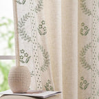 jinchan Belrose Linen Curtains for Bedroom Floral Curtains 63 Inch Length Sage - Image 2