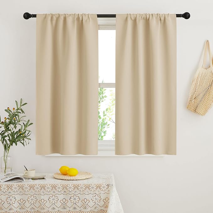 RYB HOME French Door Window Curtain Covering, Rod Pocket Thermal Insulated by RYBHOME