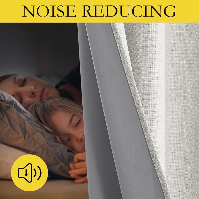 NICETOWN Snowbound Vintage Linen 100% Blackout Curtains - Image 5