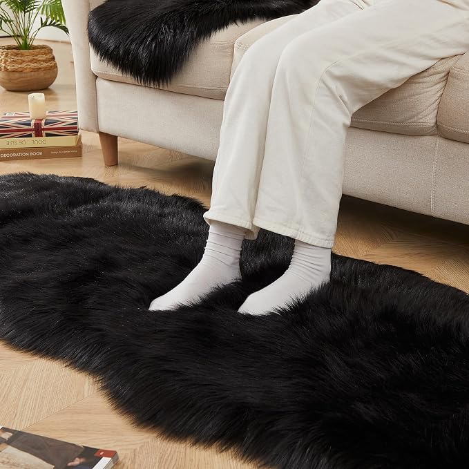 AMTOVO Faux Sheepskin Rug, 2 x 6 ft Faux Fur Rug - Image 8