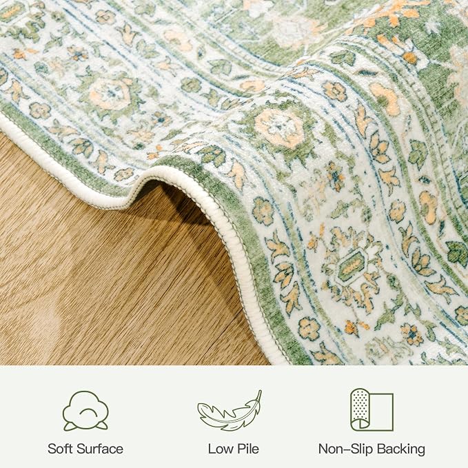 Lofus 6x9 Area Rug for Living Room, Light Green Washable Area Rugs - Image 7