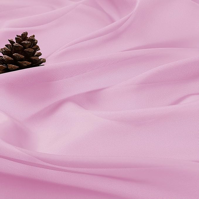OVZME Light Pink Sheer Curtains 120 Inches Long 2 Panels Set, 59 Inch Extra - Image 4