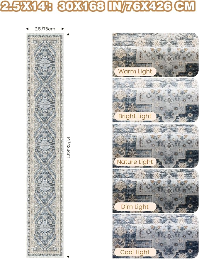 Washable Runner Rug 2.5x14, Non-Slip Long Kitchen Mats - Image 2