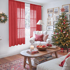 BGment Red Linen Curtains 63 Inches Long - Image 2