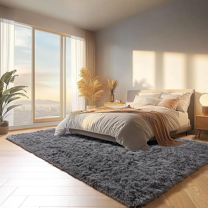 ONASAR Grey Area Rugs 9x12 Living Room, Soft Plush Thick Shaggy Big Floor Carpet - Image 4