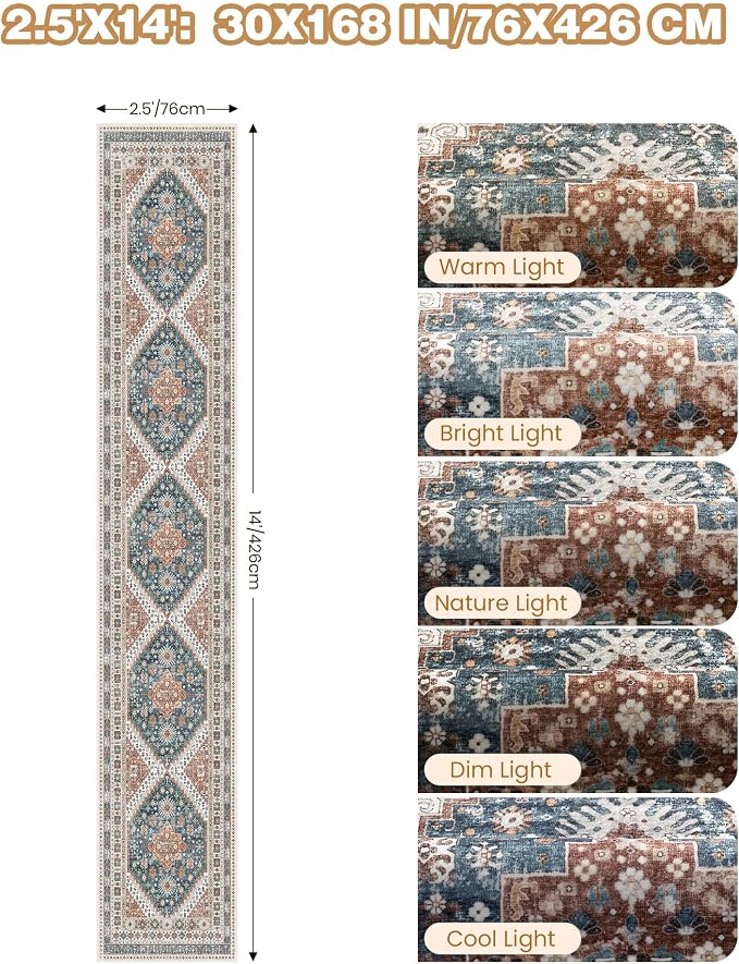 Washable Runner Rug 2.5x14, Non-Slip Long Kitchen Mats - Image 2