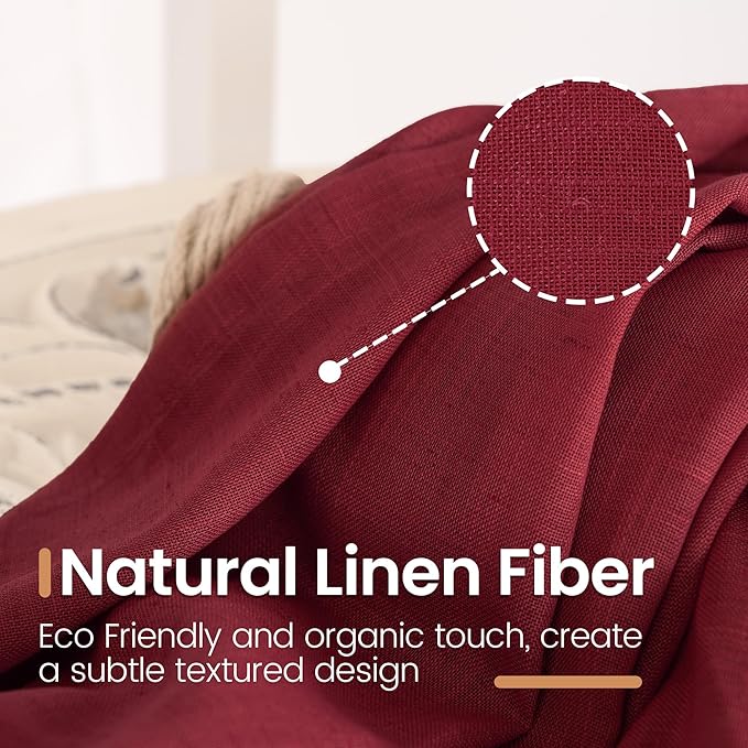 BGment Linen Burgundy Curtains 54 Inch Length - Image 3