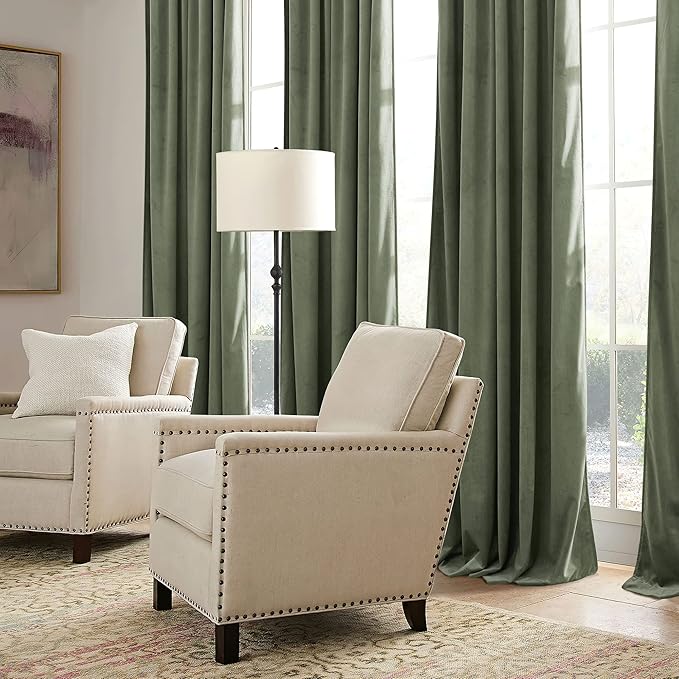 RYB HOME Sage Green Velvet Curtains 80 inches - Image 5