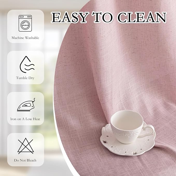 MYSKY HOME Pink Curtains for Girls Bedroom, Semi Sheer Nursery Curtains 63 Inch - Image 8