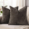 decorUhome Dark Brown Chenille Throw Pillow Covers 18x18 Set of 2 Textured Soft by decorUhome
