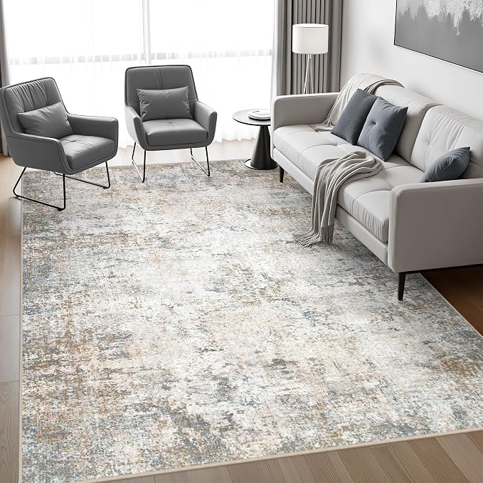 8x10 Area Rug Living Room Rug: Washable Modern Abstract Soft Thin Rug Indoor - Image 3