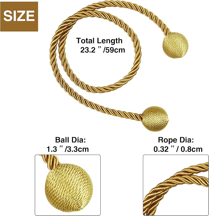 Curtain Tiebacks Outdoor Elegant Decorative Tie Backs Modern Rope Tiebacks - Image 2