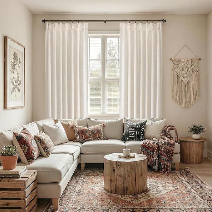 Pinch Pleated Look Light Filtering Curtains 84 Inch Length, 2 Panels Linen - Image 7