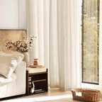 Apricot Linen Curtain 102 inch Length 2 Panels Set Back Tab Light Filtering - Image 6