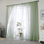Chyhomenyc Sage Green Sheer Curtains 84 inches Long 2 Panels, Light Filtering - Image 2