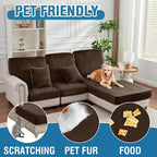 Couch Cover 3-Piece Elastic Velvet Couch Cushion Covers & Chaise Slipcovers - Image 3