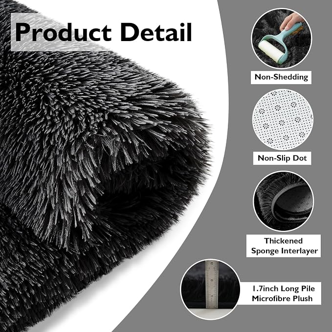 Shag Area Rug for Bedroom 4x6, Soft Fuzzy Rug Non-Shedding Indoor Plush Carpet - Image 2