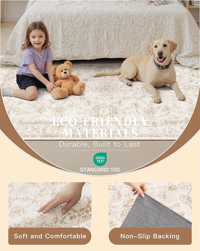 Madane 8x10 Area Rugs for Living Room, Machine Washable Vintage Rug - Image 5