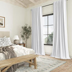 Guken White 100% Blackout Linen Curtains 144 Inch Length 2 Panels Set - Image 8