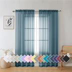 Aiyufeng Dusty Blue Sheer Curtains 72 Inch Length 2 Panels Set, Light Filtering by Aiyufeng